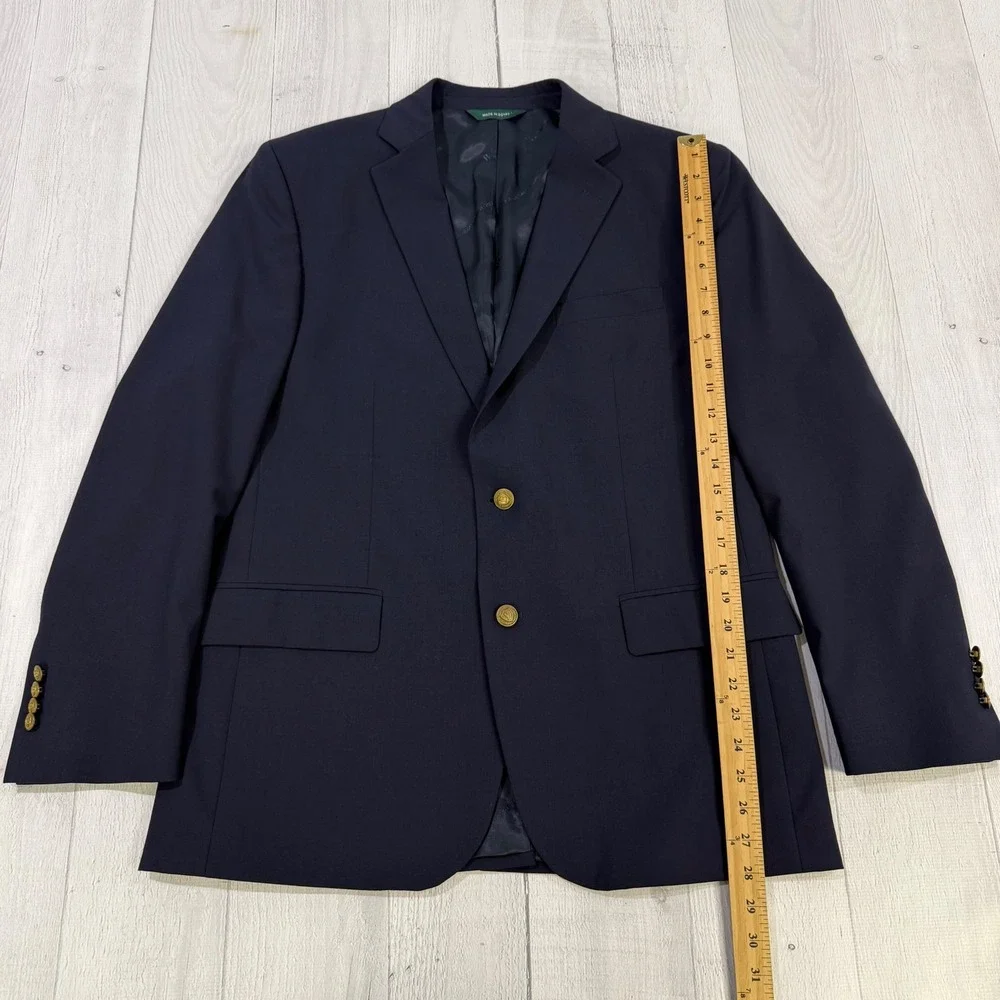 B by Brooks Brothers Mens Navy Blue Wool Blend 2 Button Blazer Sport‎ Coat 42R